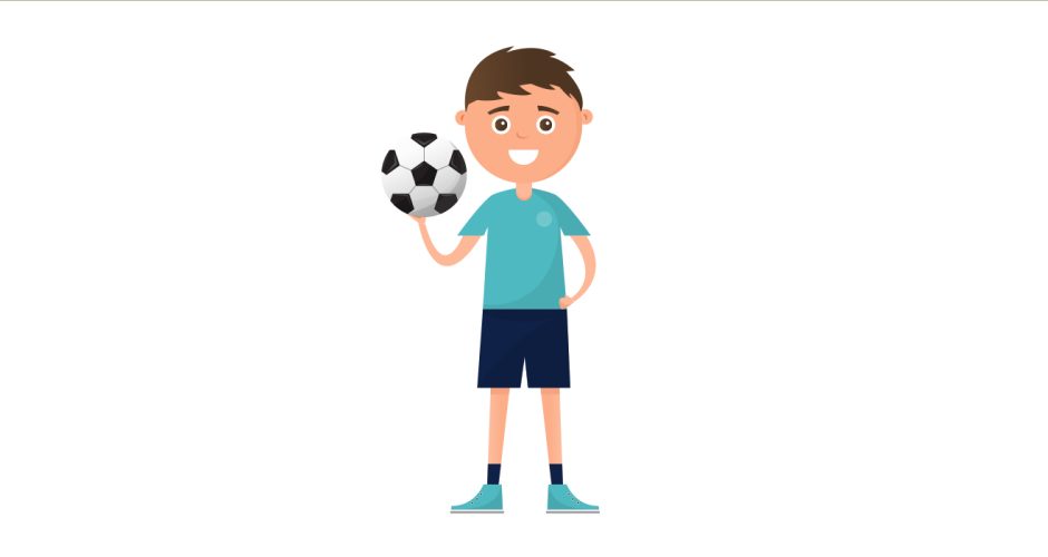Selected products - Καρτουνίστικο παιδί αθλητής με μπάλα ποδοσφαίρου