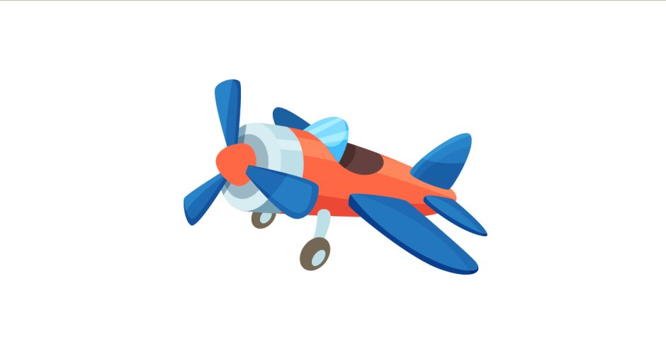 Αυτοκόλλητα Τοίχου - Mπλε-πορτοκαλί μονοθέσιο αεροπλάνο