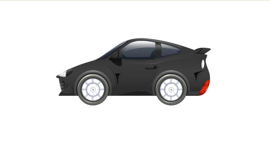Αυτοκόλλητα Τοίχου - Μαύρο καρτουνίστικο αγωνιστικό αυτοκίνητο