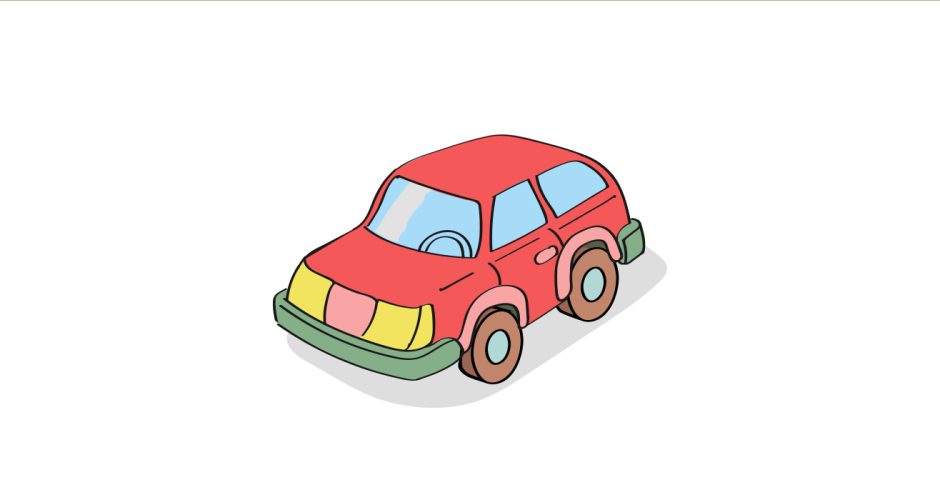 Αυτοκόλλητα Τοίχου - Καρτουνίστικο κόκκινο αυτοκίνητο