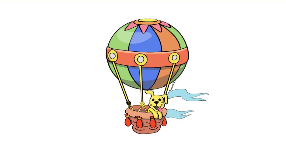 Αυτοκόλλητα Τοίχου - Πολύχρωμο καρτουνίστικο αερόστατο