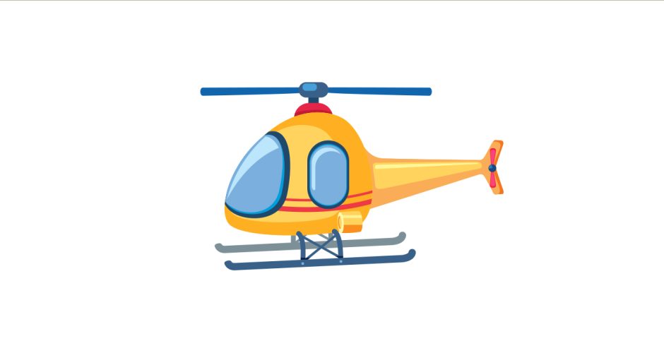 Αυτοκόλλητα Τοίχου - Κίτρινο ελικόπτερο σε καρτουνίστικο στυλ