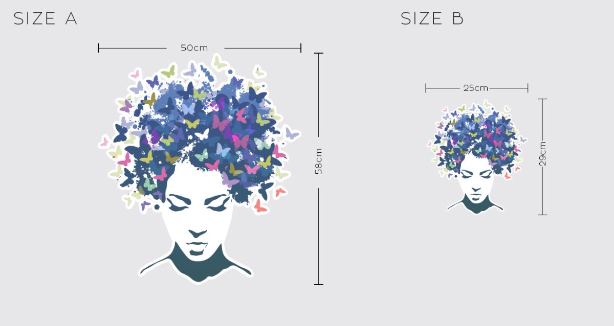 Αυτοκόλλητο Τοίχου "Butterfly Hair" — εικόνα 5 από 5