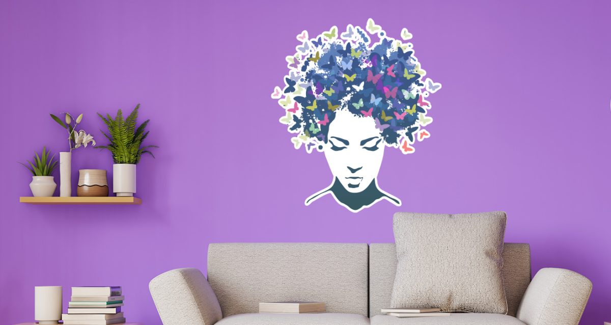 Αυτοκόλλητο Τοίχου "Butterfly Hair" — εικόνα 1 από 5