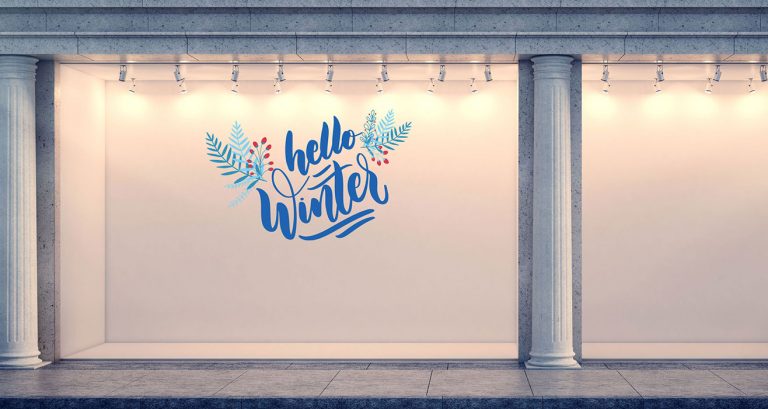 Χειμωνιάτικη βιτρίνα - "Hello Winter" ❄️🌸 – Αυτοκόλλητο Βιτρίνας — εικόνα 1 από 5