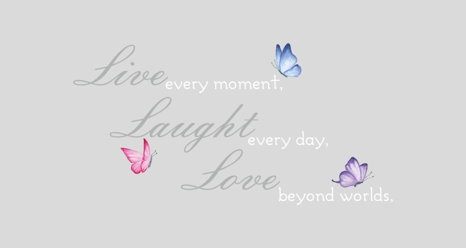 Αυτοκόλλητα Τοίχου - Φραση “Live,Laugh,Love” με πεταλούδες