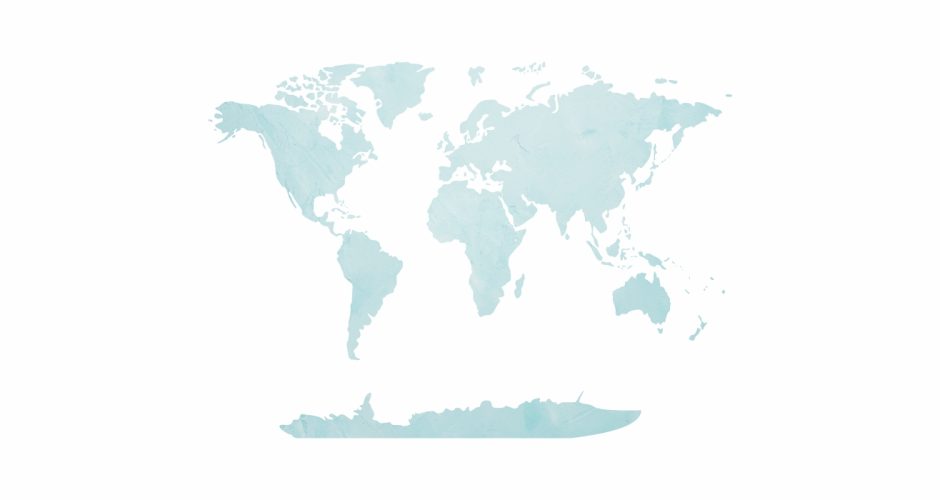 Αυτοκόλλητα Τοίχου - Αυτοκόλλητος Παγκόσμιος Χάρτης, μονόχρωμος με σκιάσεις
