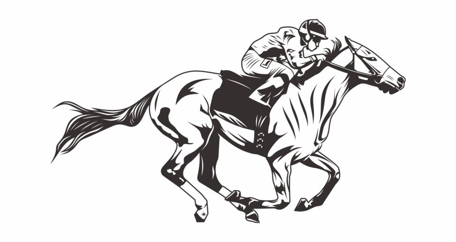 Αυτοκόλλητα Τοίχου - Άλογο ιπποδρόμου να τρέχει