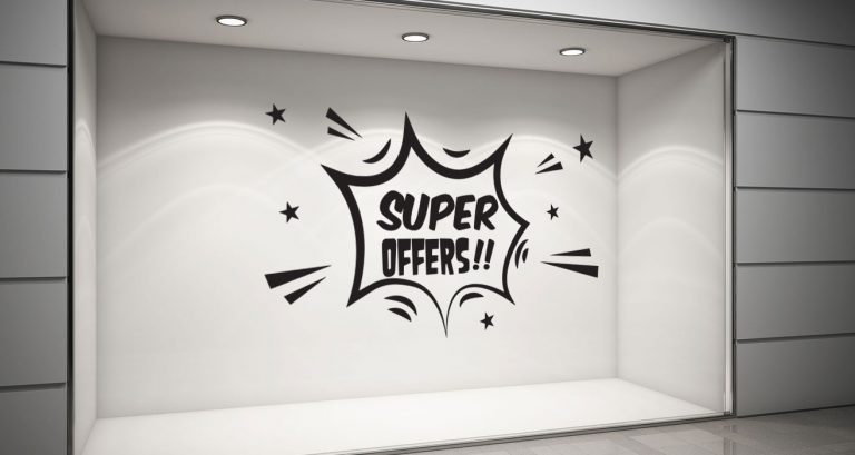 Αυτοκόλλητα καταστημάτων - Super offers comic style — εικόνα 1 από 6