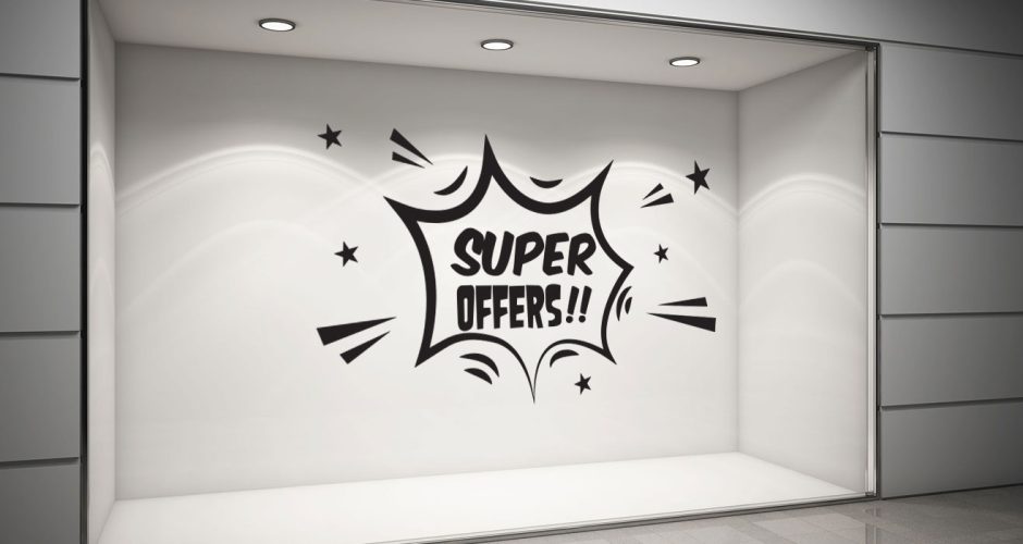 Αυτοκόλλητα καταστημάτων - Super offers comic style