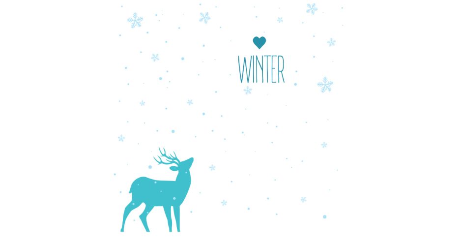 Χειμωνιάτικη βιτρίνα - Χειμερινό ελάφι με κείμενο Winter