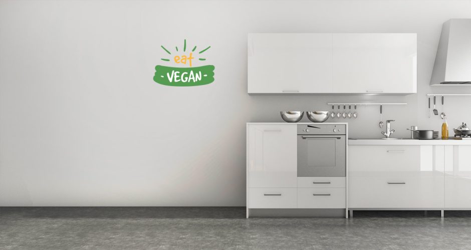 Αυτοκόλλητα Τοίχου - Αυτοκόλλητο "eat vegan" για χορτοφάγους
