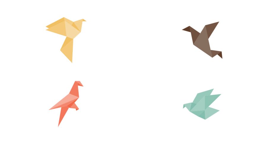 Αυτοκόλλητα Τοίχου - Πολύχρωμα πουλιά origami