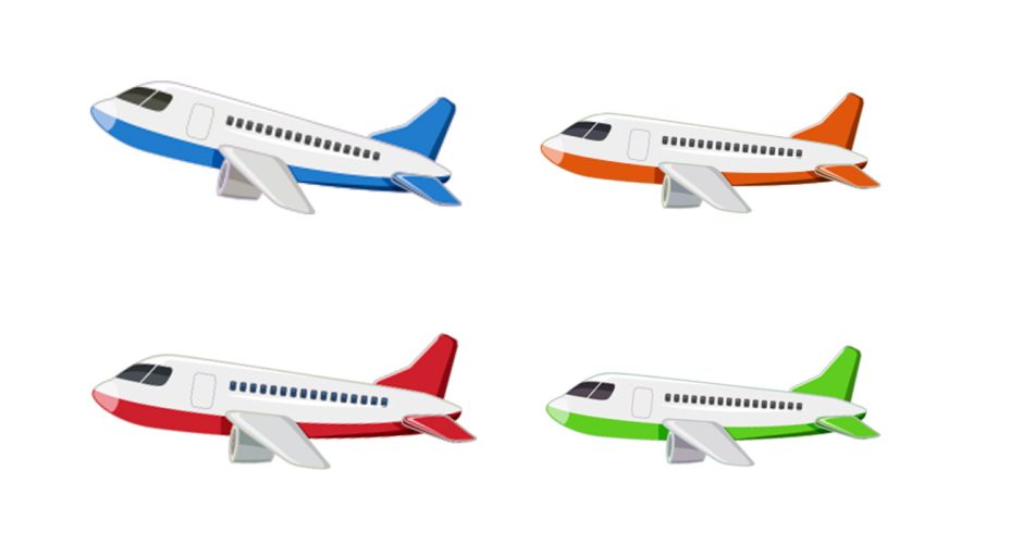 Αυτοκόλλητα καταστημάτων - 4 αεροπλάνα σε διαφορετικά μεγέθη και χρώματα