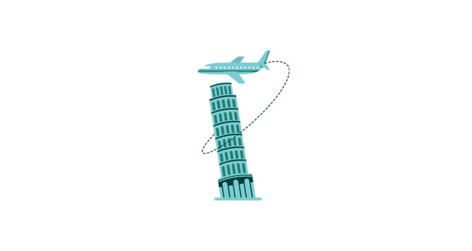 Αυτοκόλλητα καταστημάτων - Πύργος της Πίζας με αεροπλάνο