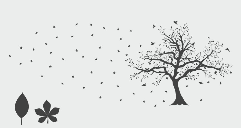 Αυτοκόλλητα Τοίχου - Δέντρο με πουλάκια