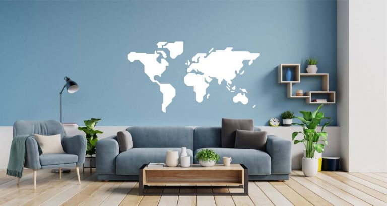 Αυτοκόλλητα Τοίχου - World map (Μονόχρωμος παγκόσμιος χάρτης) — εικόνα 1 από 6