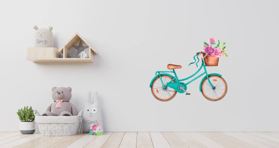 Αυτοκόλλητα Τοίχου - Ποδήλατο με λουλούδια