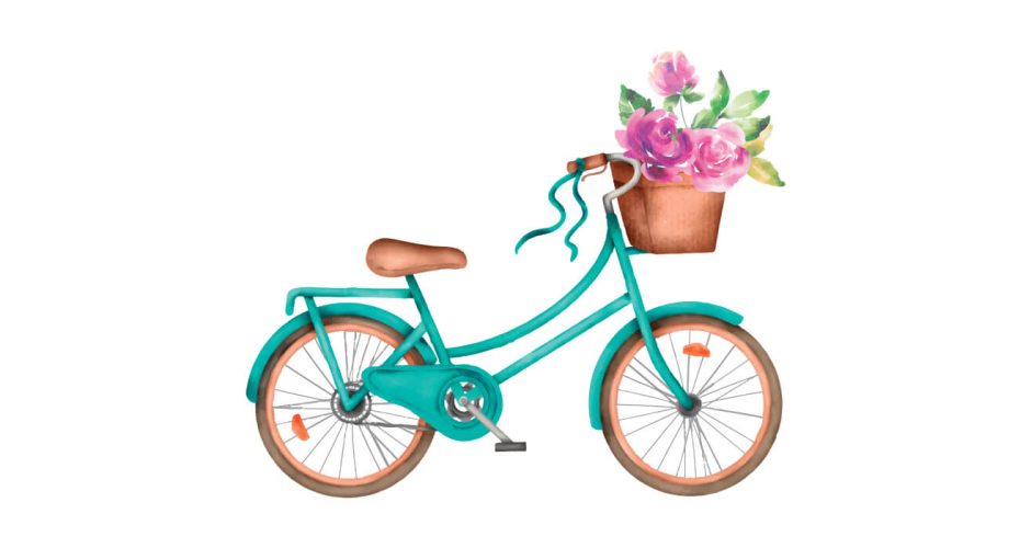 Αυτοκόλλητα Τοίχου - Ποδήλατο με λουλούδια