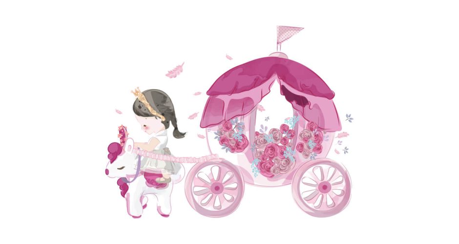 Αυτοκόλλητα Τοίχου - Πριγκίπισσα με άμαξα