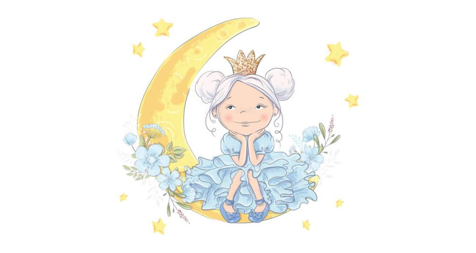 Αυτοκόλλητα Τοίχου - Πριγκίπισσα στο φεγγάρι