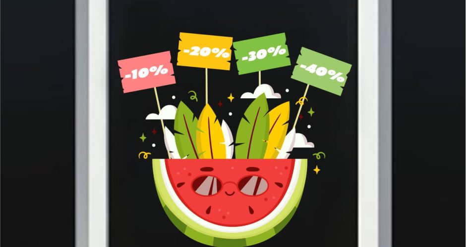 Αυτοκόλλητα καταστημάτων - Καλοκαιρινές προσφορές -Watermelon slice