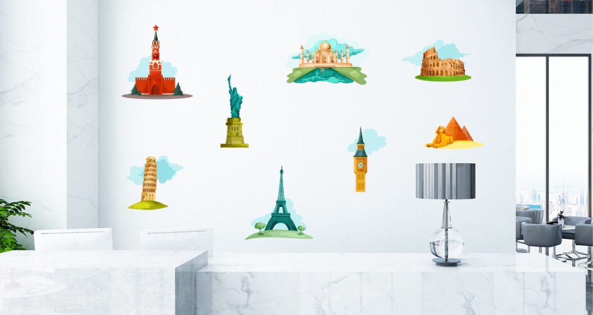 Αυτοκόλλητο Τοίχου "World Landmarks" — εικόνα 1 από 5