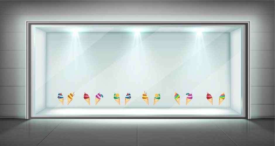 Αυτοκόλλητα καταστημάτων - Ice cream Collection - Αυτοκόλλητο Βιτρίνας με διάφορα παγωτά