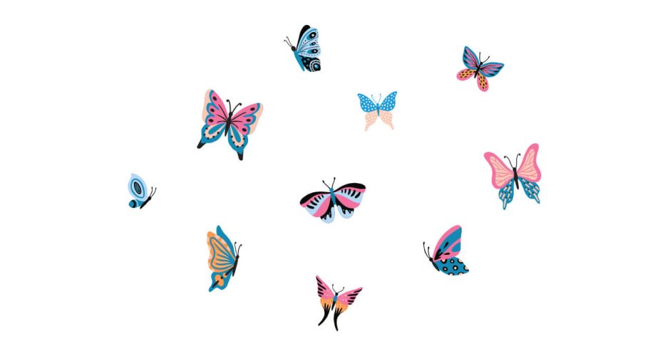 Αυτοκόλλητα Τοίχου - Πολύχρωμες πεταλούδες