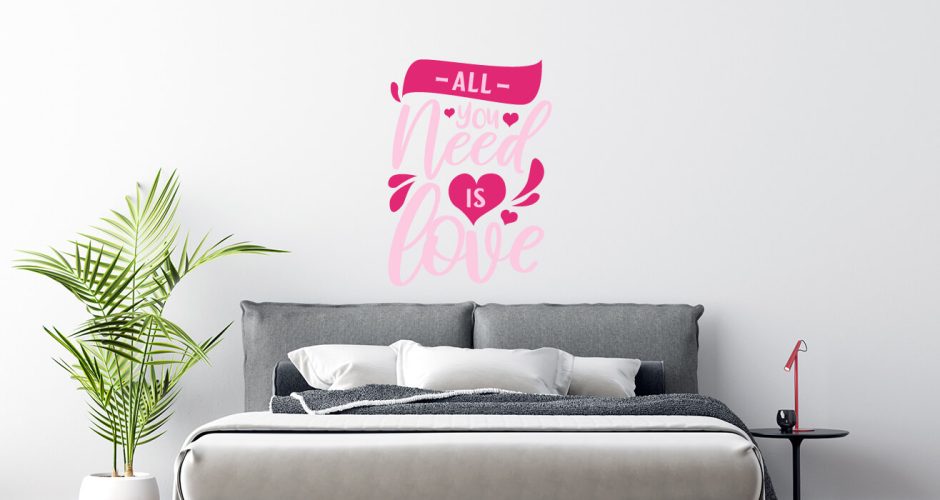 Αυτοκόλλητα Τοίχου - All you need is love pink