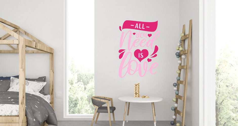 Αυτοκόλλητα Τοίχου - All you need is love pink