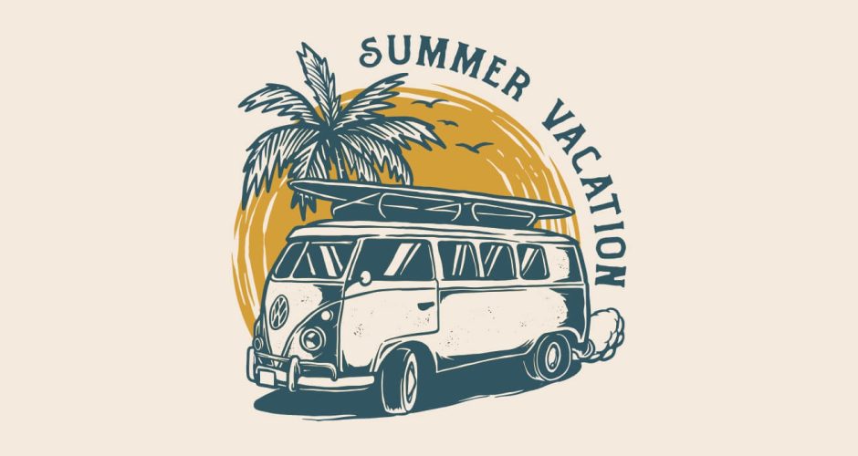 Αυτοκόλλητα καταστημάτων - Summer vacation με βανάκι