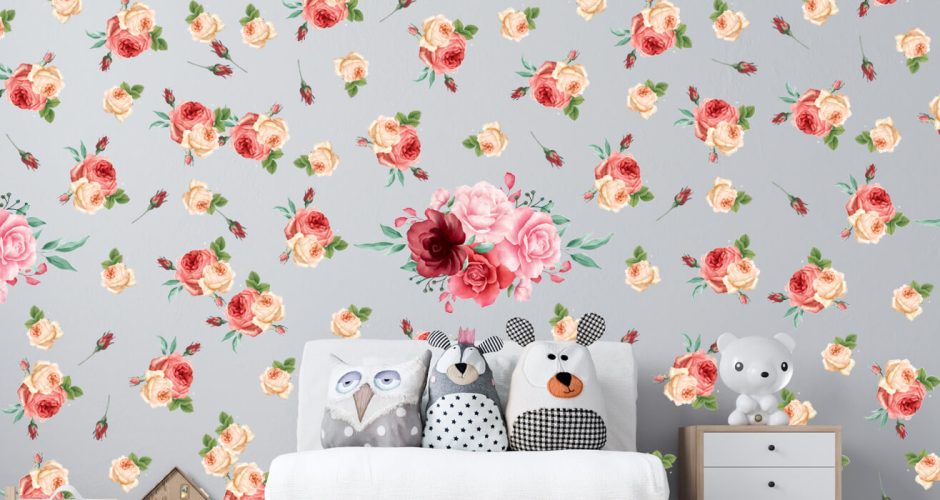 Floral - Αυτοκόλλητο τοίχου - Summer flowers (καλοκαιρινά λουλούδια)