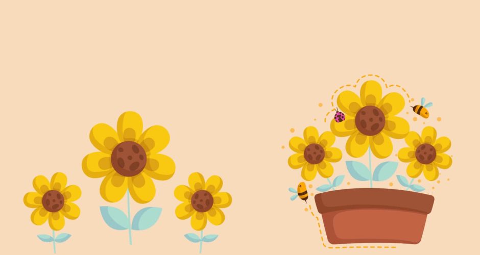 Ανοιξιάτικη βιτρίνα - Λουλούδια με μελισσούλες σε γλάστρα