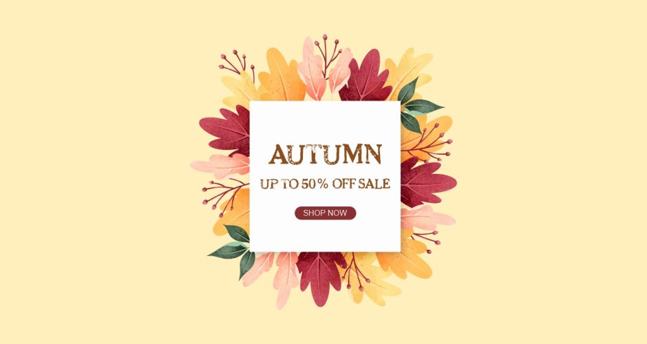 Αυτοκόλλητα καταστημάτων - Autumn sale dried foliage με το δικό σας ποσοστό