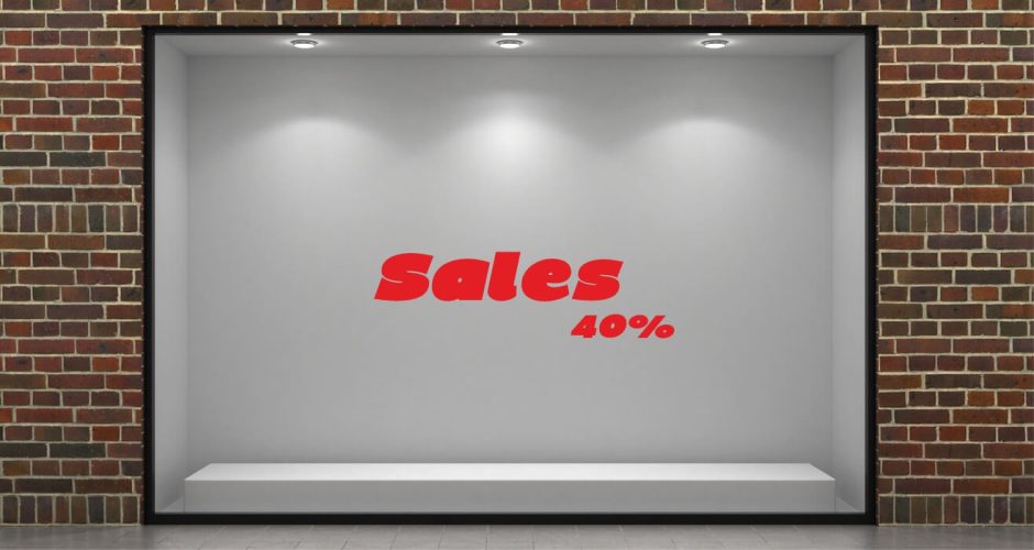 Αυτοκόλλητα καταστημάτων - Αυτοκόλλητο “Sales” με το δικό σας ποσοστό έκπτωσης