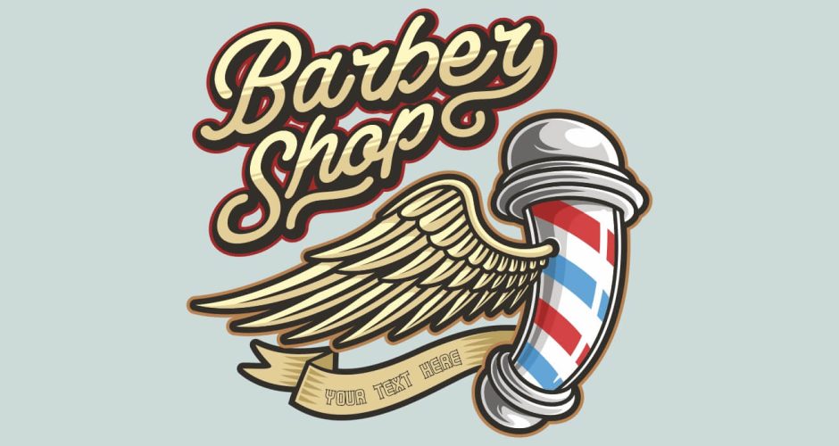 Αυτοκόλλητα καταστημάτων - Barbershop με το δικό σας κείμενο