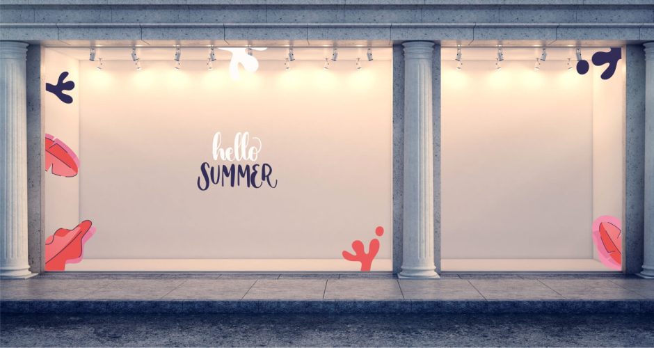 Αυτοκόλλητα καταστημάτων - Καλοκαιρινή Διακόσμηση Βιτρίνας - Hello summer “βυθός”