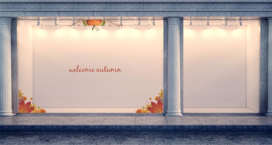 Αυτοκόλλητα καταστημάτων - Welcome autumn με φύλλα