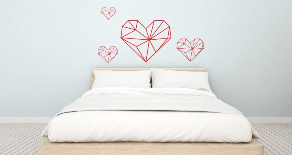 Αυτοκόλλητα Τοίχου - Αυτοκόλλητα τοίχου - geometric hearts (γεωμετρικές καρδιές)