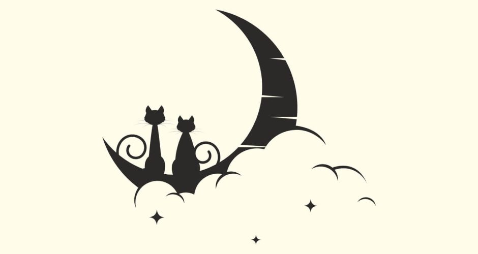 Αυτοκόλλητα Τοίχου - Cats on the moon (γάτες στο φεγγάρι)