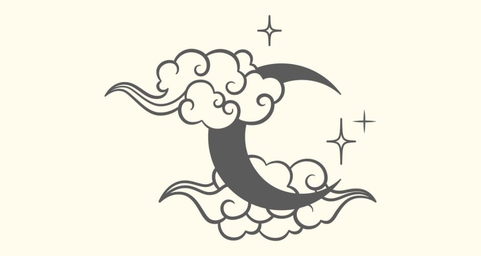Σαλόνι - Αυτοκόλλητο τοίχου με φεγγάρι και σύννεφα