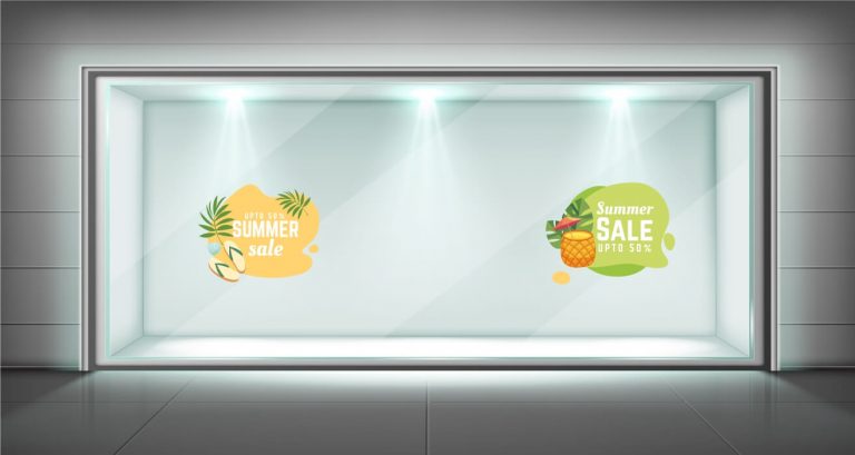 Αυτοκόλλητα καταστημάτων - "Summer Sales Essentials" - Αυτοκόλλητο Βιτρίνας με Καλοκαιρινά Αντικείμενα ☀️🏖️ — εικόνα 1 από 4