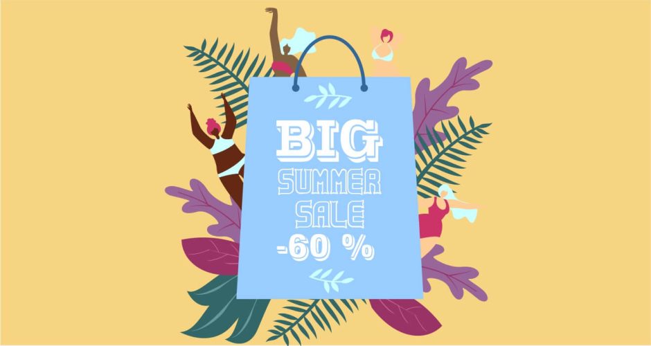 Αυτοκόλλητα καταστημάτων - Big summer sale bag με το δικό σας ποσοστό