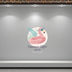 Αυτοκόλλητα καταστημάτων - "Summer Sale Flamingo" - Αυτοκόλλητο Βιτρίνας για Καλοκαιρινές Εκπτώσεις με Φλαμίνγκο 🦩☀️ — εικόνα 1 από 4