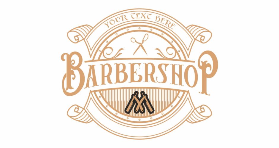 Αυτοκόλλητα καταστημάτων - Barbershop logo (YOUR TEXT HERE)