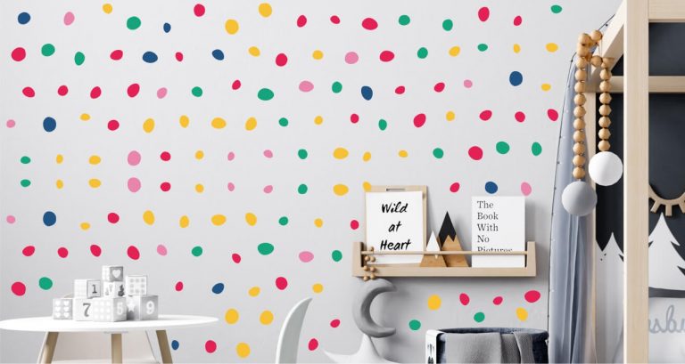 Αυτοκόλλητα Τοίχου - Αυτοκόλλητο τοίχου handraw colorful dots — εικόνα 1 από 4