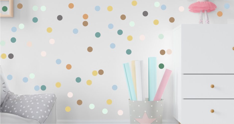 Αυτοκόλλητα Τοίχου - Αυτοκόλλητο τοίχου με πολύχρωμες  κουκίδες (Colorful dots)