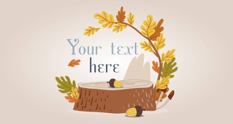 Αυτοκόλλητα καταστημάτων - Hello autumn κορμός με φύλλα με το δικό σας κείμενο