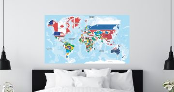Αυτοκόλλητα καταστημάτων - Παγκόσμιος χάρτης με σημαίες στα Ελληνικά